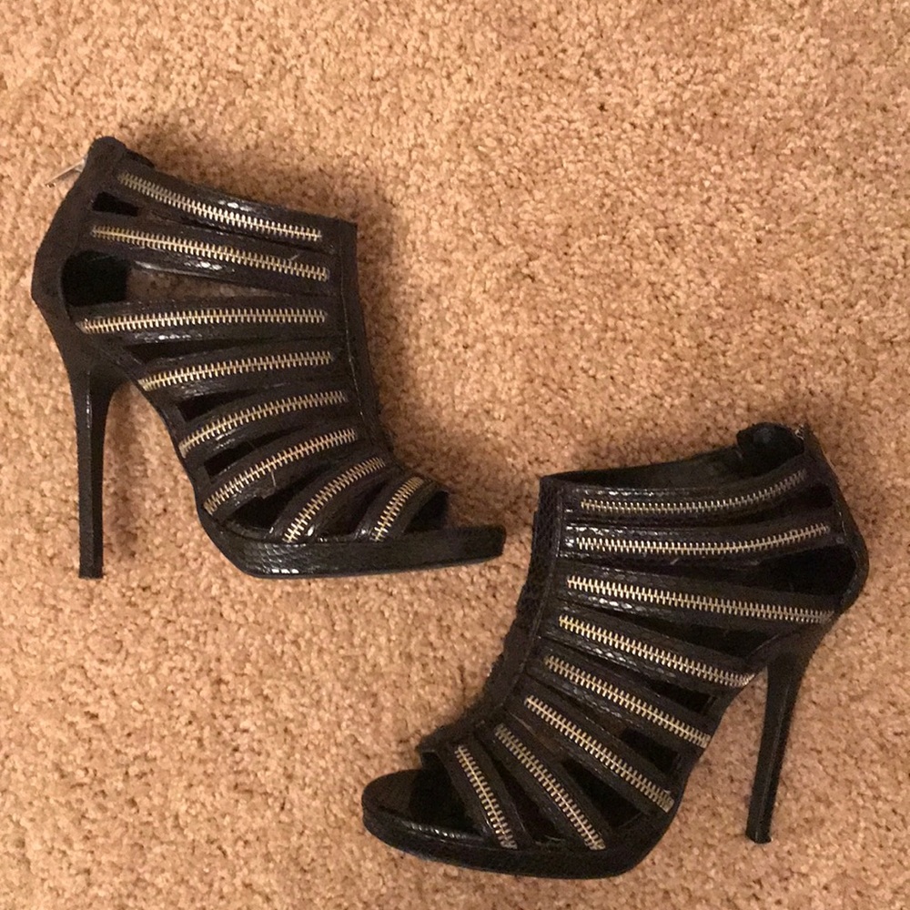 Aldo Black Zipper Detailed High Heel Sandal